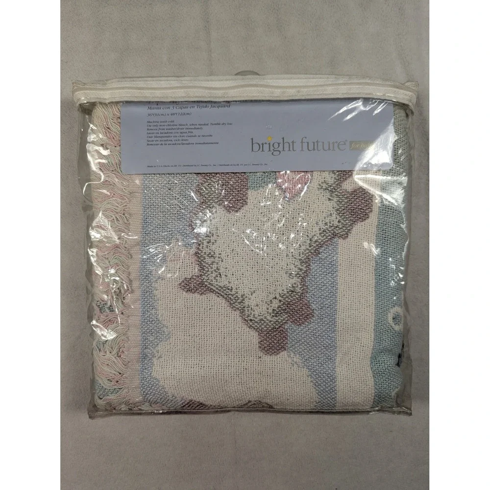 Vintage Bright Future Baby Woven Jacquard Throw Now I Lay Me Down To Sleep 36x48